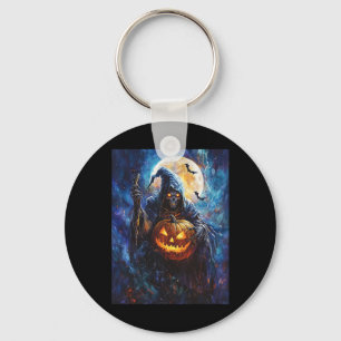 Porte-clés Halloween Citrouille Éffrayant Design Scandale Gri