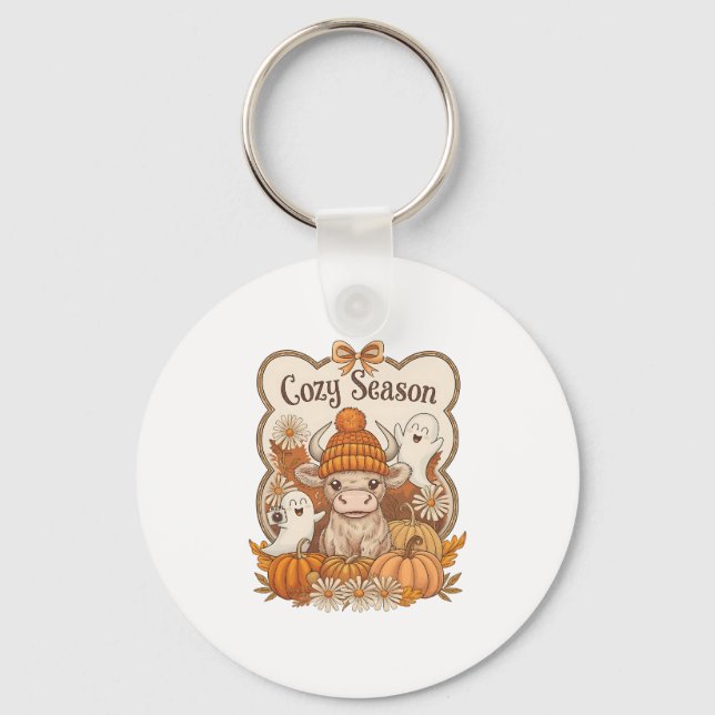 Porte-clés Halloween citrouille et hippique de la vache (Recto)