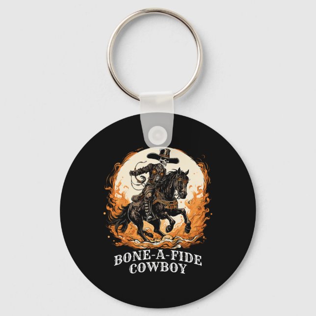 Porte-clés Halloween Cowboy Éffrayant Skeleton Rodeo (Recto)