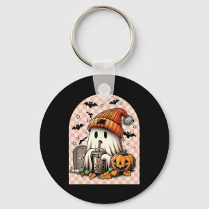 Porte-clés Halloween Cute Ghost Boire le Citrouille de café c