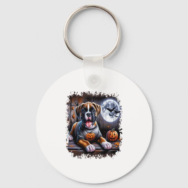 Porte-clés Halloween de chien de boxe (Recto)
