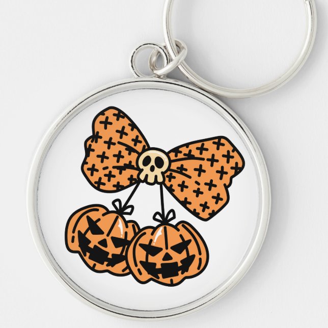 Porte-clés Halloween, Double Citrouilles Effrayantes avec Rub (Devant)