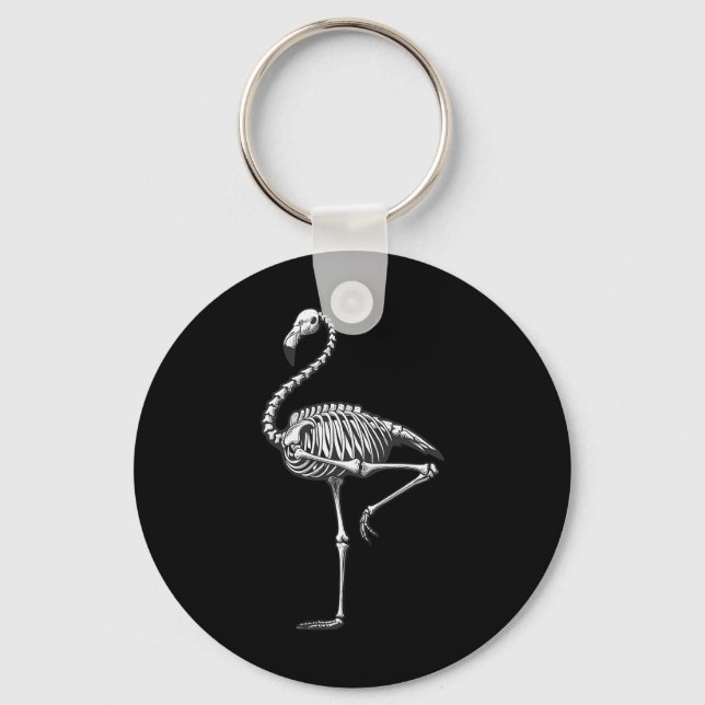 Porte-clés Halloween Flamant rose squelette (Recto)