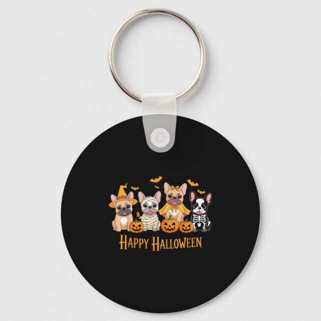 Porte-clés Halloween French Bulldog Dogs Pumpkin Funny  (Recto)