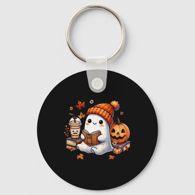 Porte-clés Halloween Ghost Lecture Livre Lote Ghost Cof (Recto)
