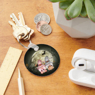 Porte-clés Halloween Gnome Couple Pleine lune