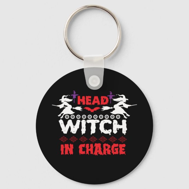 Porte-clés Halloween Head Witch En Charge Anniversaire (Recto)