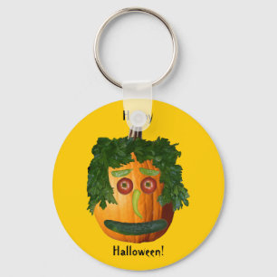 Porte-clés Halloween heureux - Visage Citrouille non coupé