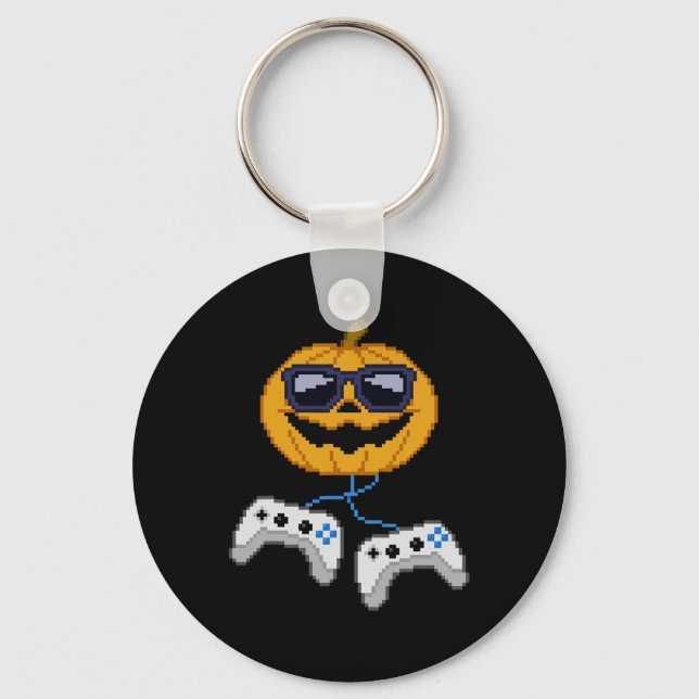 Porte-clés Halloween Jack-o'-lantern Pixeleleled Jeu Gamer Bo (Recto)