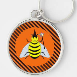 Porte-clés Halloween Magic Bee Witch Orange et Black Stripes