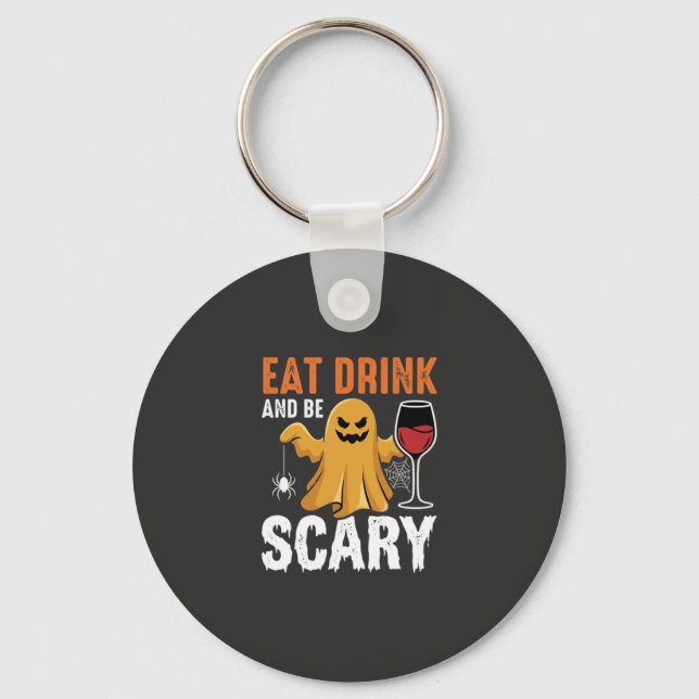 Porte-clés Halloween Manger Boire Être Effrayant Fantôme Conc (Recto)