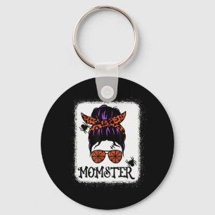 Porte-clés Halloween Messy Bun Leopard Citrouille Momster