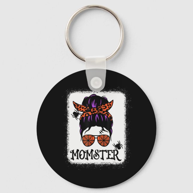 Porte-clés Halloween Messy Bun Leopard Citrouille Momster (Recto)