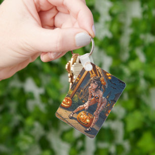 Porte-clés Halloween Monster Jack-o-Lantern & Bat Vixen Girl