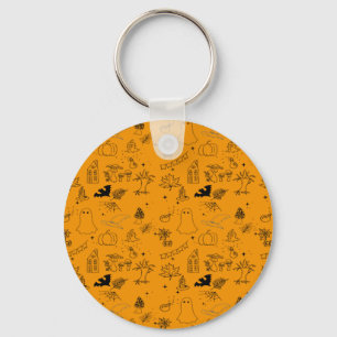 Porte-clés Halloween motif des fantômes, maisons, araignées
