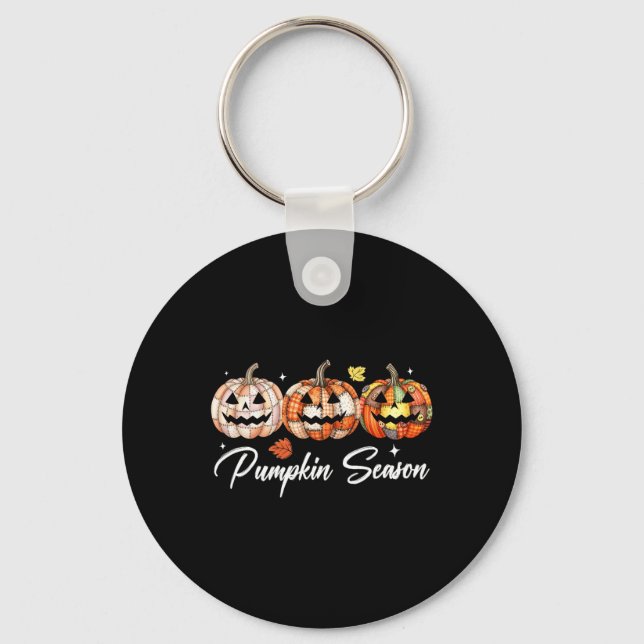 Porte-clés Halloween Patchwork Citrouille Quilé automne esthé (Recto)