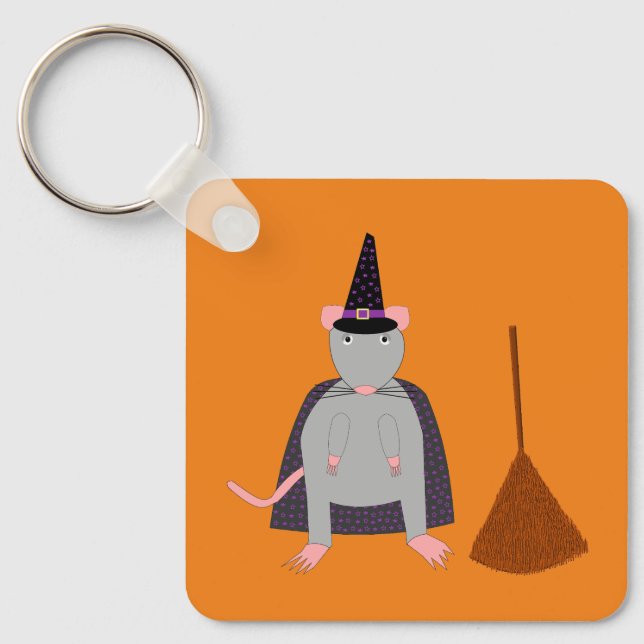 Porte-clés =Halloween Rat sorcier et chambre double face (Recto)