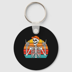Porte-clés Halloween Rocker Skeleton Casquette Cool Punk Rock