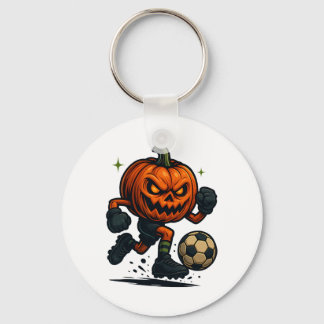 Porte-clés Halloween Scary Pumpkin Showing Soccer Skills Spoo