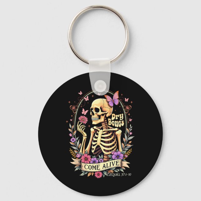 Porte-clés Halloween Sec Bones Venez Vivants Danser Skeleton  (Recto)