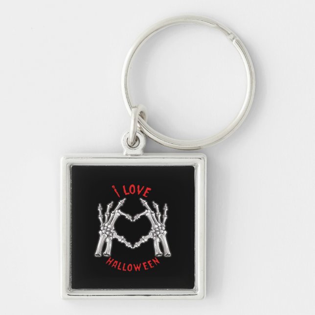 Porte-clés Halloween Skeletal Mains Coeur drôle Dire (Devant)