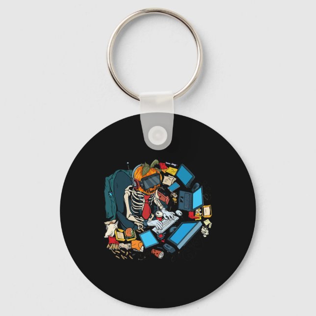 Porte-clés Halloween Skeleton Jack-o'-lantern Gamer Boys (Recto)