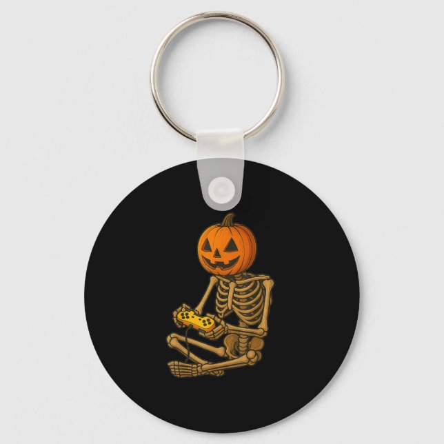 Porte-clés Halloween Skeleton Pumpkin Gamer Video Gaming Men  (Recto)