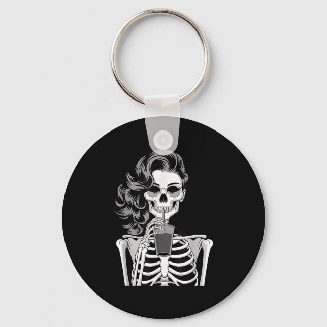 Porte-clés Halloween Skeleton Retro Style Drink Beverage Quir (Recto)
