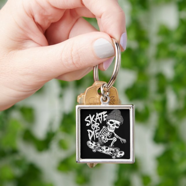 Porte-clés Halloween Skeleton Skateboarder Art : Styliz (main)
