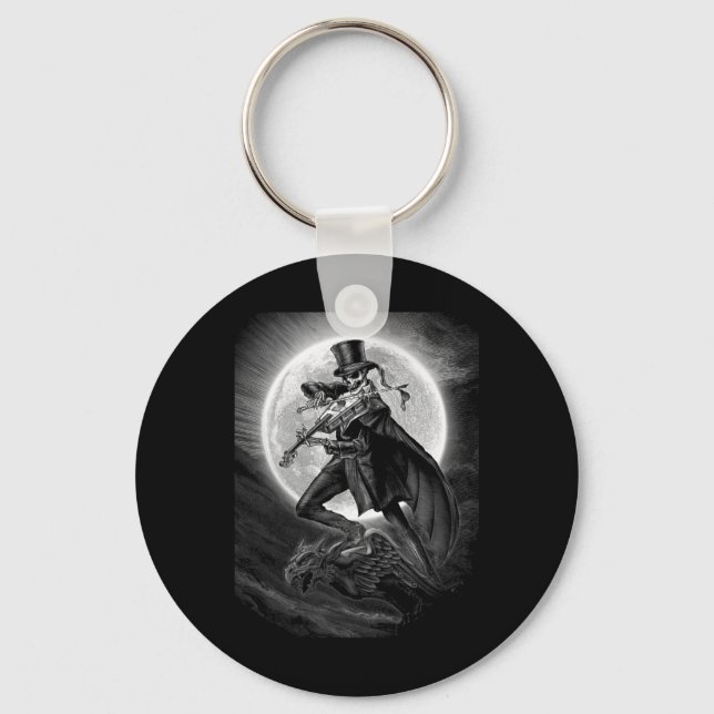 Porte-clés Halloween Squelette Jouer Violon - Rocher Et Roule (Recto)