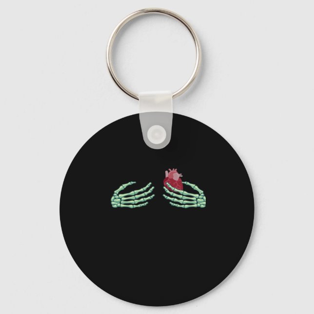 Porte-clés Halloween Squelette Mains Avec Coeur Classique (Recto)