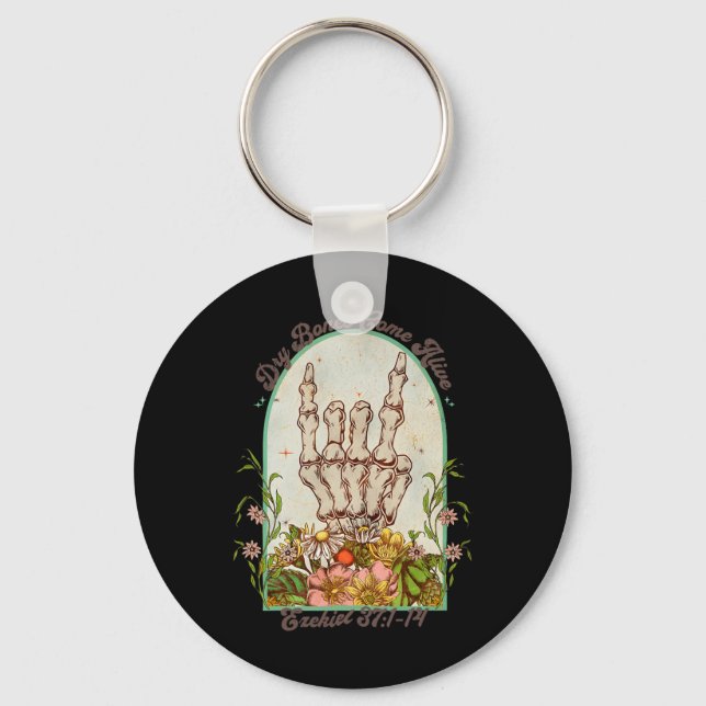 Porte-clés Halloween Squelette Sèche Os Arrivent Bible Vers (Recto)