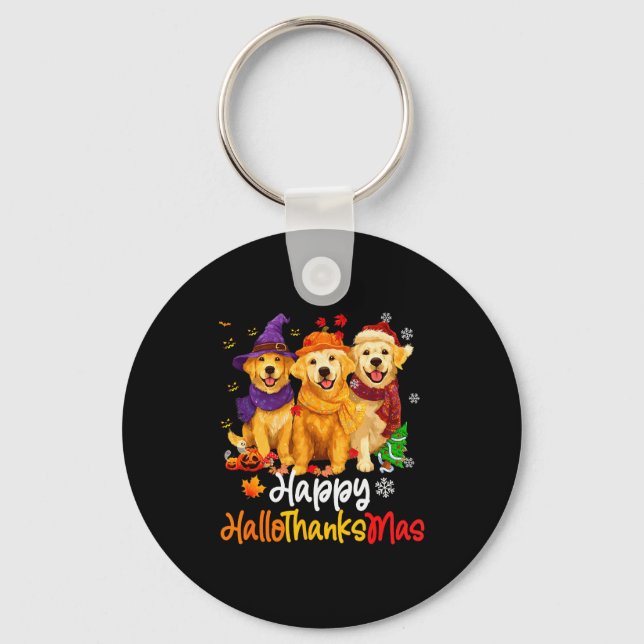Porte-clés Halloween Thanksgiving Christmas Golden Retriever  (Recto)