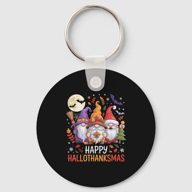Porte-clés Halloween Thanksgiving Christmas Happy Hallothanks (Recto)