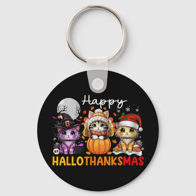 Porte-clés Halloween Thanksgiving Noël Joyeux Hallomerci (Recto)