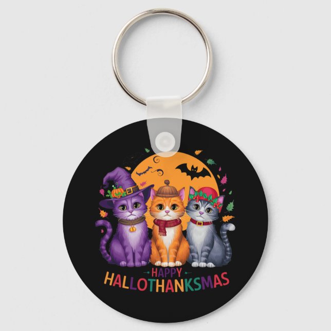 Porte-clés Halloween Thanksgiving Noël Joyeux Hallomerci (Recto)