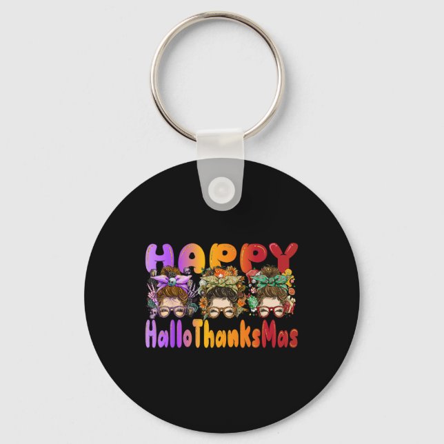 Porte-clés Halloween Thanksgiving X mas Happy HalloThanksMas (Recto)