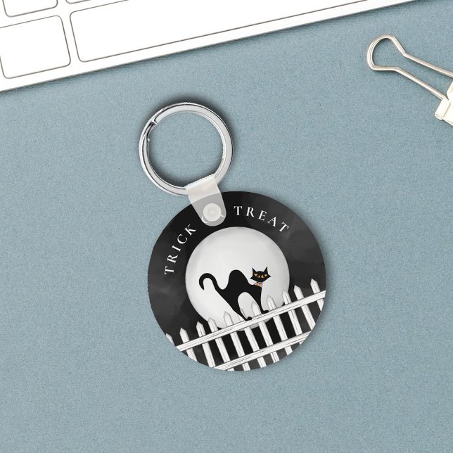Porte-clés Halloween Trick Or Treat Spooky Scary Black Cat (Trick or treat cute halloween keychain)