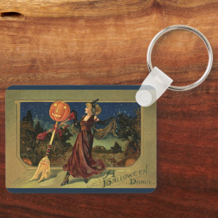 Porte-clés Halloween vintage, jolie sorcière dansante