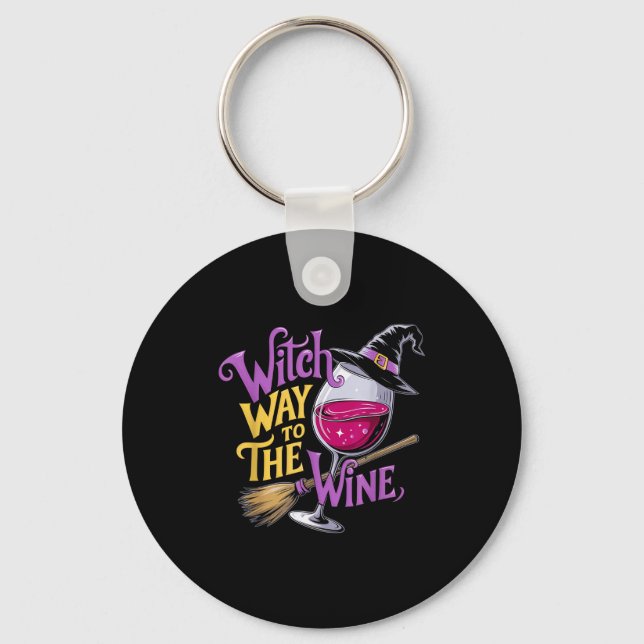 Porte-clés Halloween Witch Way To The Wine Funny Witch Wine L (Recto)