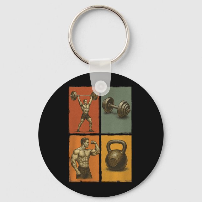 Porte-clés Haltères de musculation de gym de musculation vint (Recto)