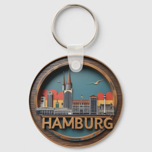 Porte-clés Hambourg Allemagne Skyline – Vue Circulaire de la 