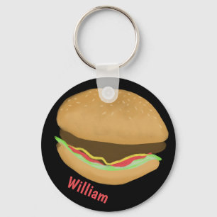 Porte-clés Hamburger Amateurs amusant Yummy NOM PERSONNALISÉ