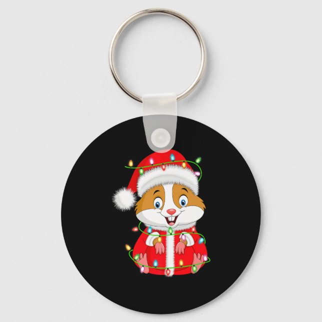 Porte-clés Hamster Christmas Lights Santa Costume Cute Animal (Recto)