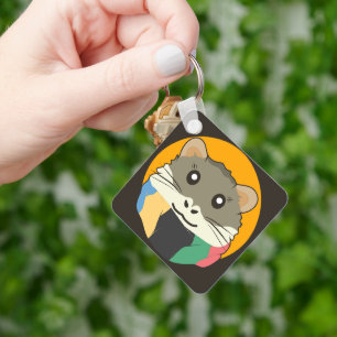 Porte-clés Hamster 🐹 l'animal coquin avec un foulard rayé