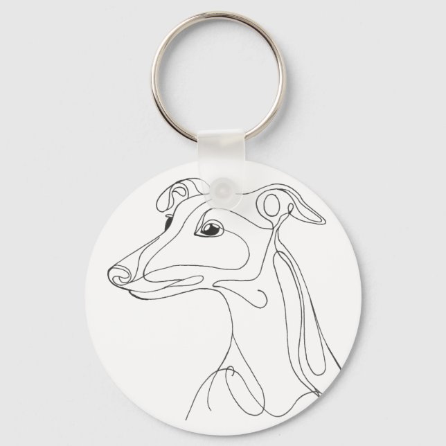 Porte-clés Hand Drawn Greyhound Line Art - Minimalist Design (Recto)