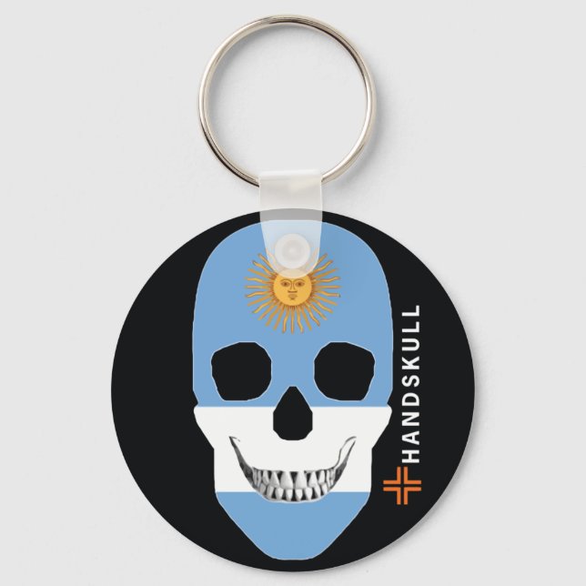 Porte-clés HANDSKULL Argentine, Happy skull, drapeau de l'Arg (Recto)