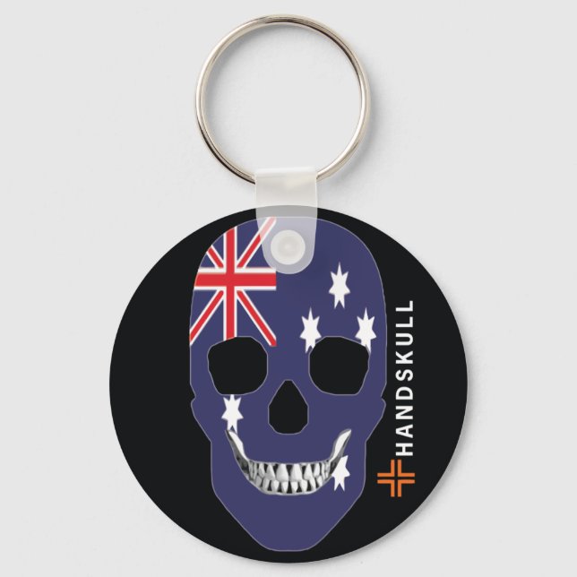 Porte-clés HANDSKULL Australie, Happy skull, drapeau australi (Recto)