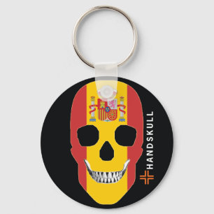 Porte-clés HANDSKULL Espagne, Happy crâne, drapeau d'Espagne