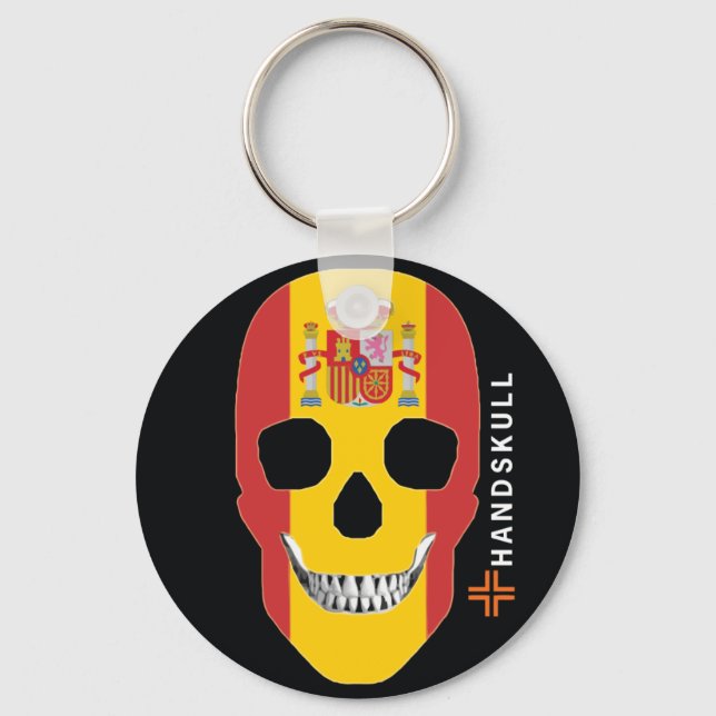 Porte-clés HANDSKULL Espagne, Happy crâne, drapeau d'Espagne (Recto)